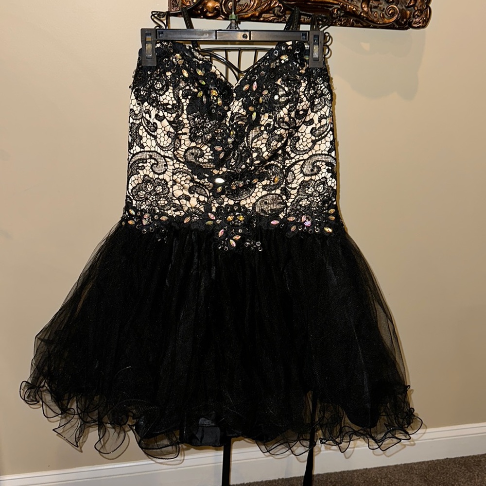 Let’s homecoming prom dress lace tulle sequin rhinestone dress size 2XL